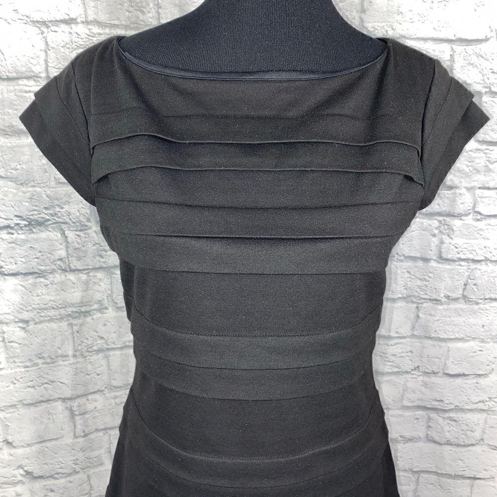 Max and Cleo midi bodycon layered dress w/cap sleeves black sz 10 - Picture 3 of 12